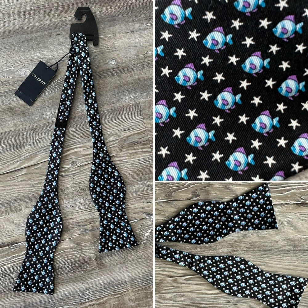 Daniel Cremieux Black and Blue fish & stars Silk Tie